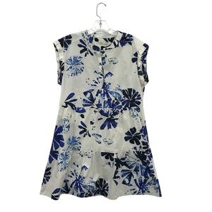 Marie Oliver Lachlan Dress Women’s Size M Mini Blue Batik Floral Print All Over